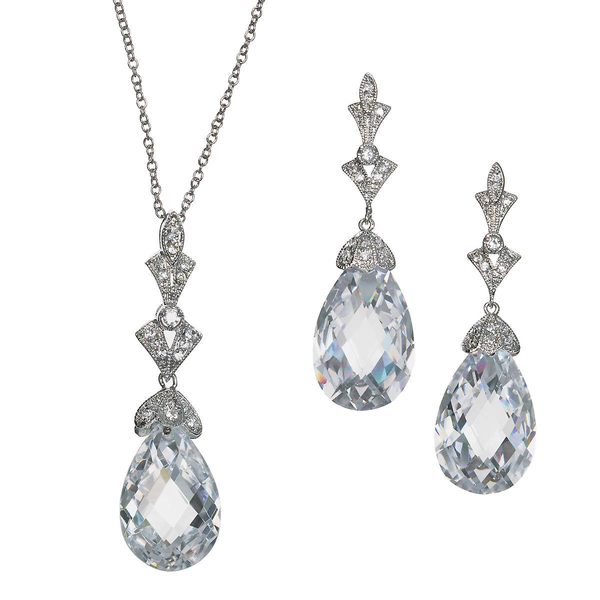 Swarovski Crystal Necklace and Earring set – Sandra's Bridal Collection